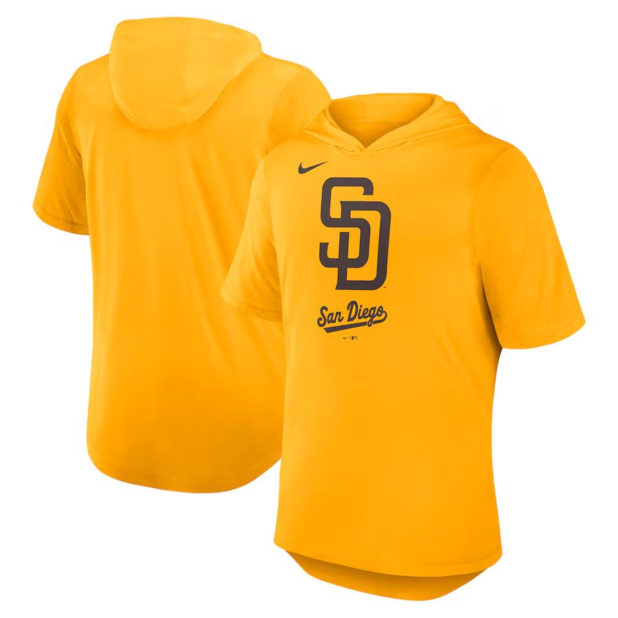 Men 2025 MLB San Diego Padres Yellow Hooded T-shirt